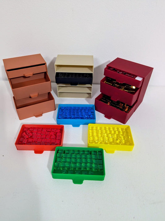 Board Game Token Drawers – 3 or 5 Drawer Set Cube Storage – Stackable Table top Organiser - Chaddyverse
