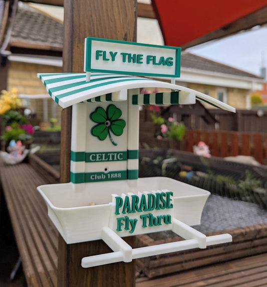 Celtic Garden Bird Feeding Station - Glasgow Garden Decor and Wild Bird Food Feeder - Fly the flag in paradise Novelty Gift for bhoys Fans - Chaddyverse