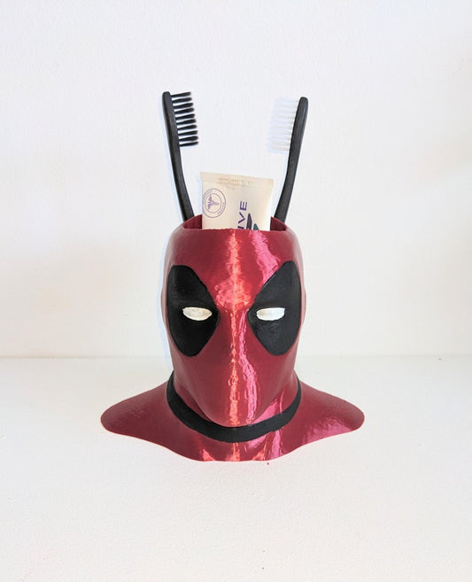 Deadpool toothbrush holder. Marvel universe collectible toothbrush or pen holder. - Chaddyverse