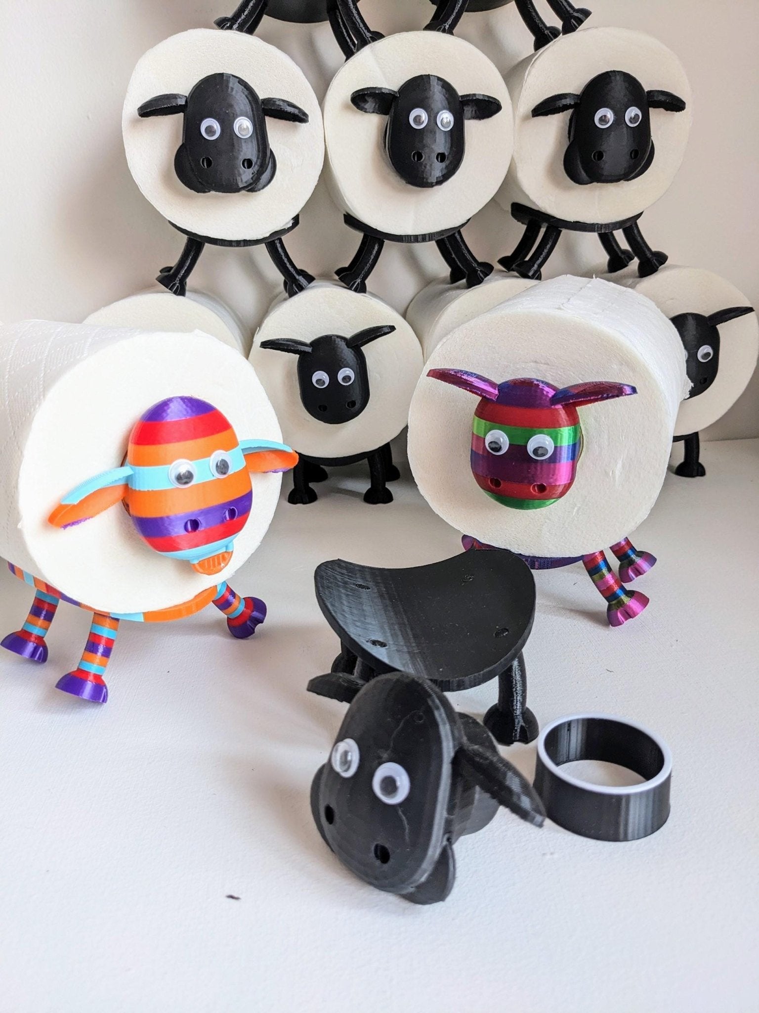 Ewe - Gene the rainbow sheep spare toilet roll holder. - Chaddyverse