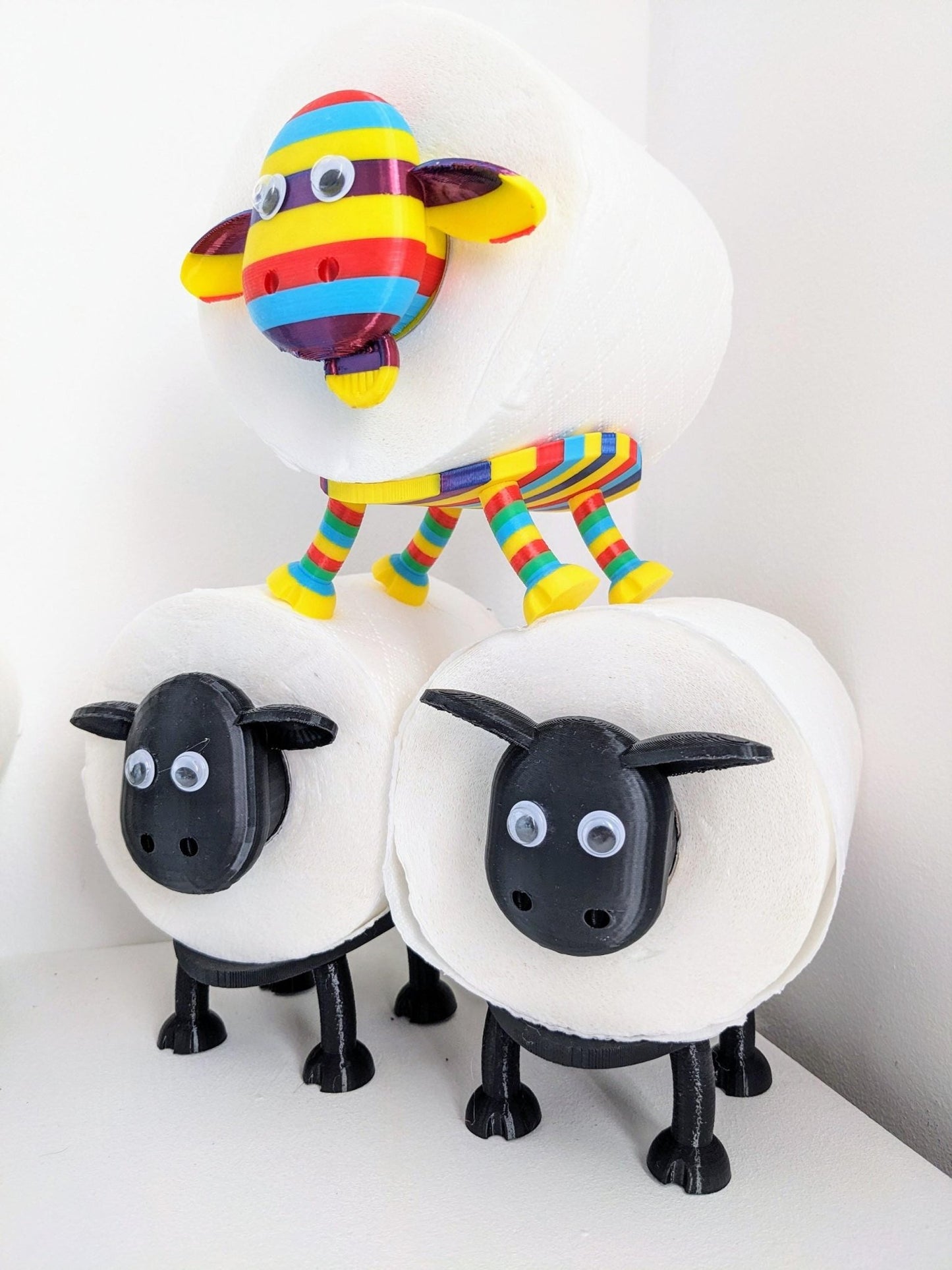 Ewe - Gene the rainbow sheep spare toilet roll holder. - Chaddyverse