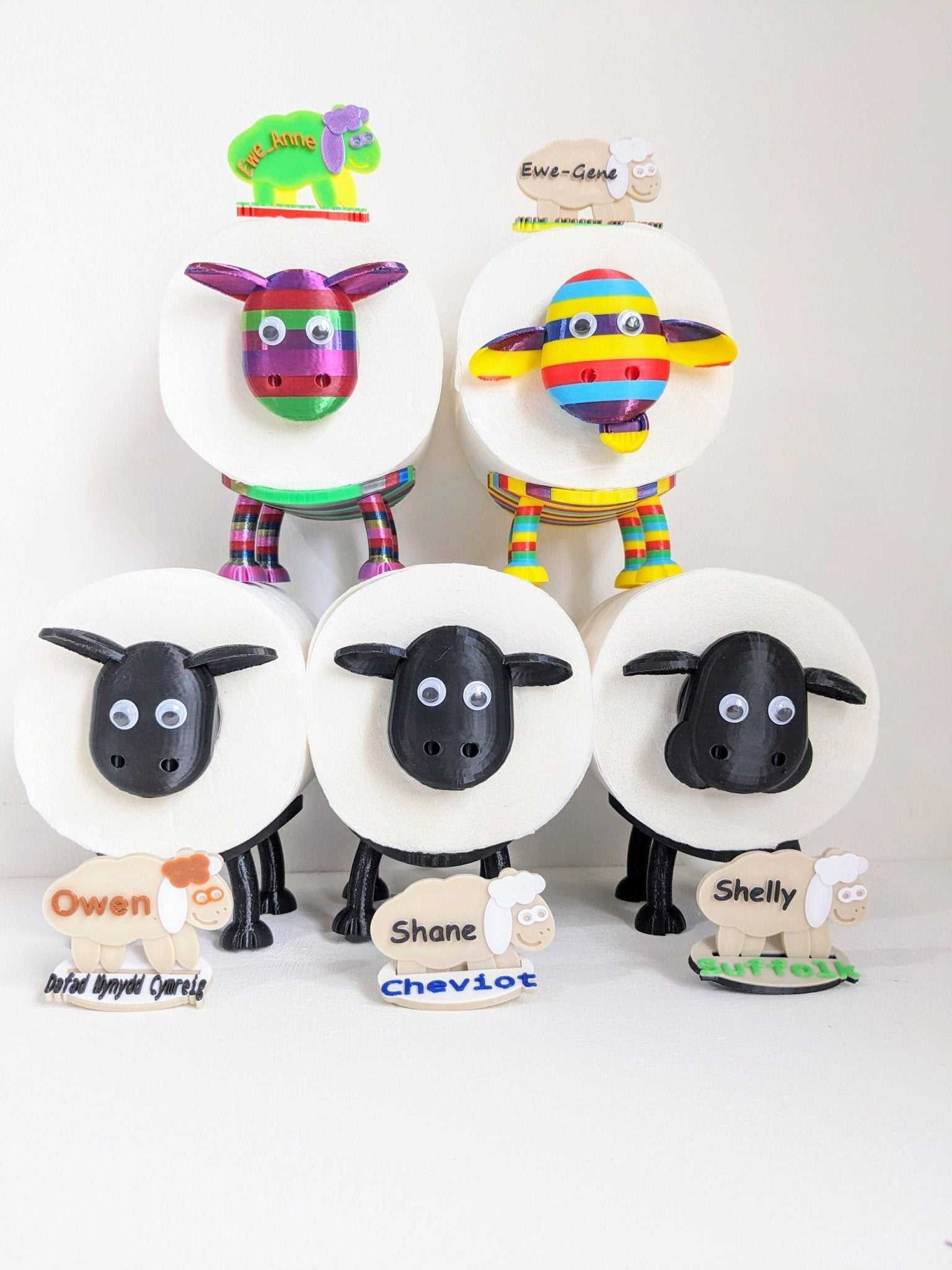 Ewe - Gene the rainbow sheep spare toilet roll holder. - Chaddyverse