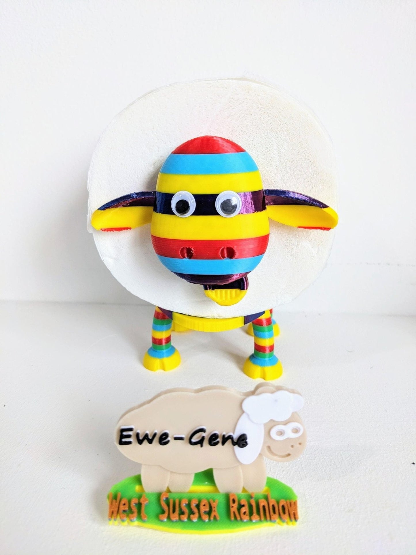 Ewe - Gene the rainbow sheep spare toilet roll holder. - Chaddyverse