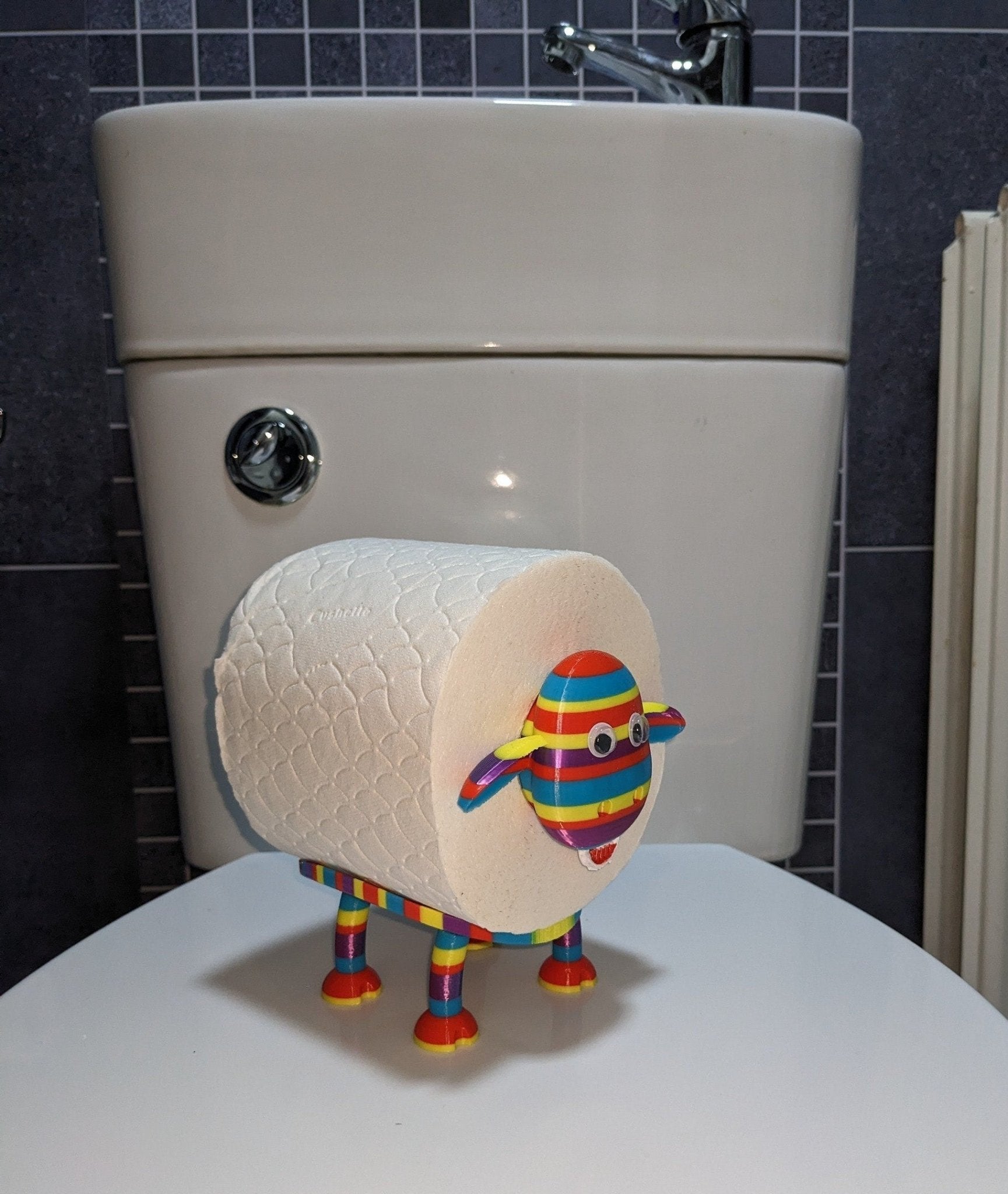 Ewe - Gene the rainbow sheep spare toilet roll holder. - Chaddyverse