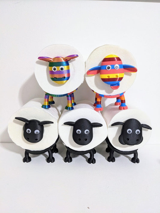 Funny Sheep universal Toilet Roll Holders | Rainbow & Black Sheep - Chaddyverse