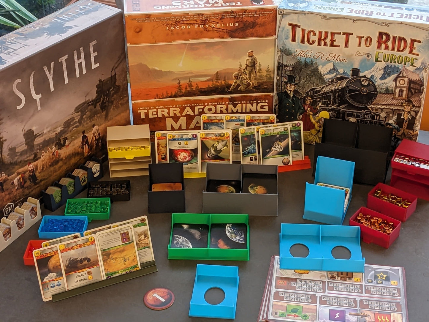 Board Game Token Drawers – 3 or 5 Drawer Set – Terraforming Mars Cube Storage – Stackable Tabletop Organiser – Multicolour or Single Colour