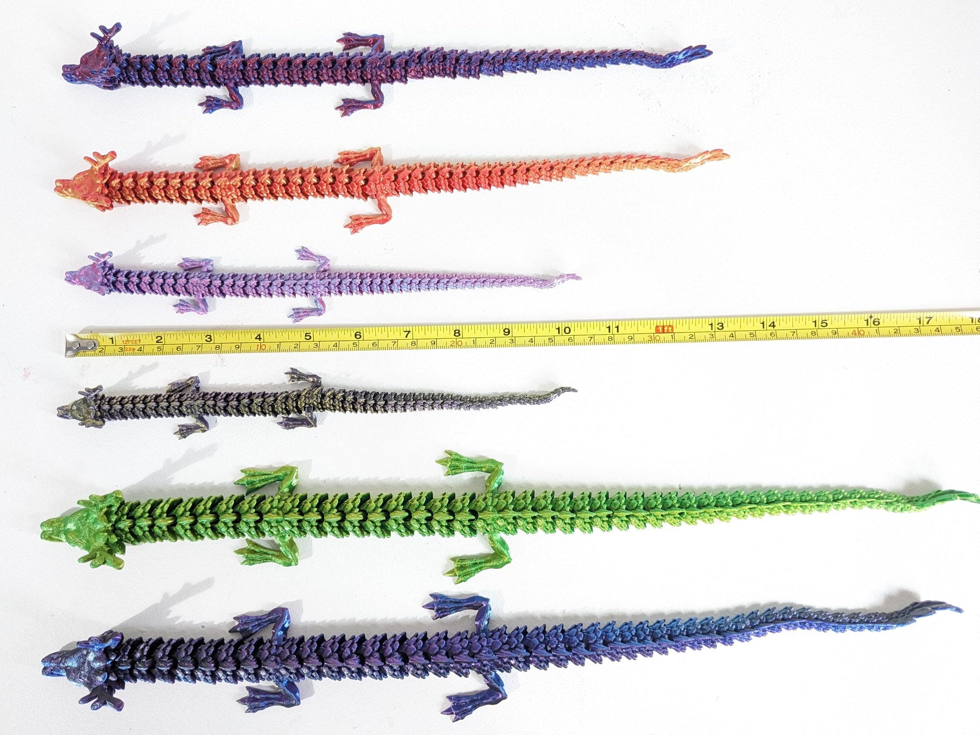 Articulated Crystal slinky Dragon 3d printed horned fidget toy. Three sizes with or without egg. UK made top quality.