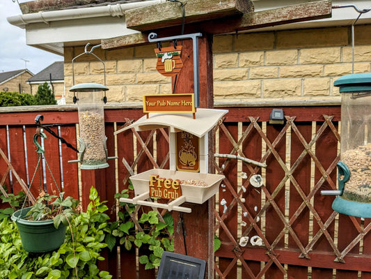 The Custom PUB Named Bird Feeder, Personalised Garden Feeding Station.