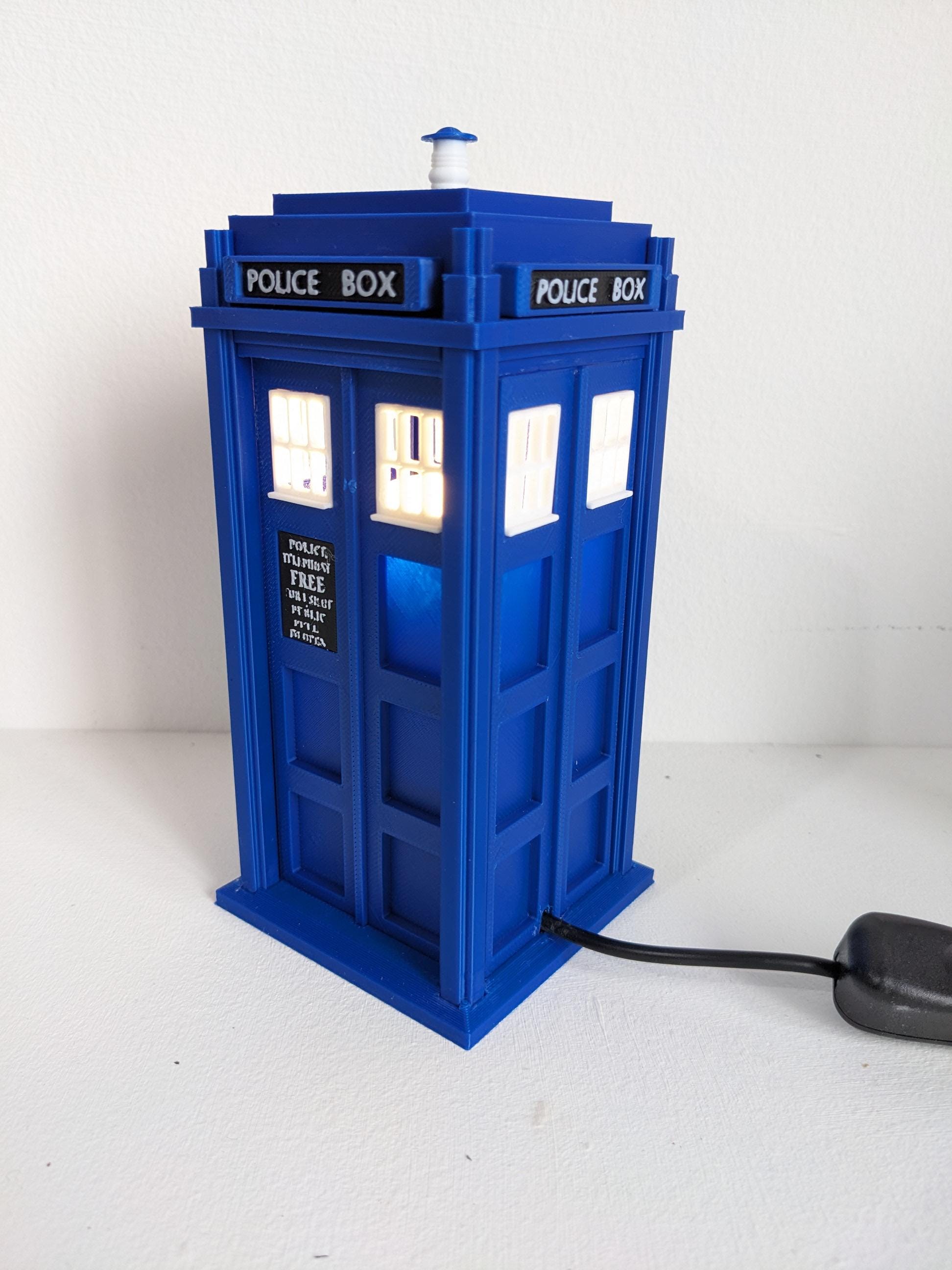 Tardis Night light Dr Who themed 1 watt white USB powered led bulb. Police Telephone public phone box hand made in Navy or Medium Blue