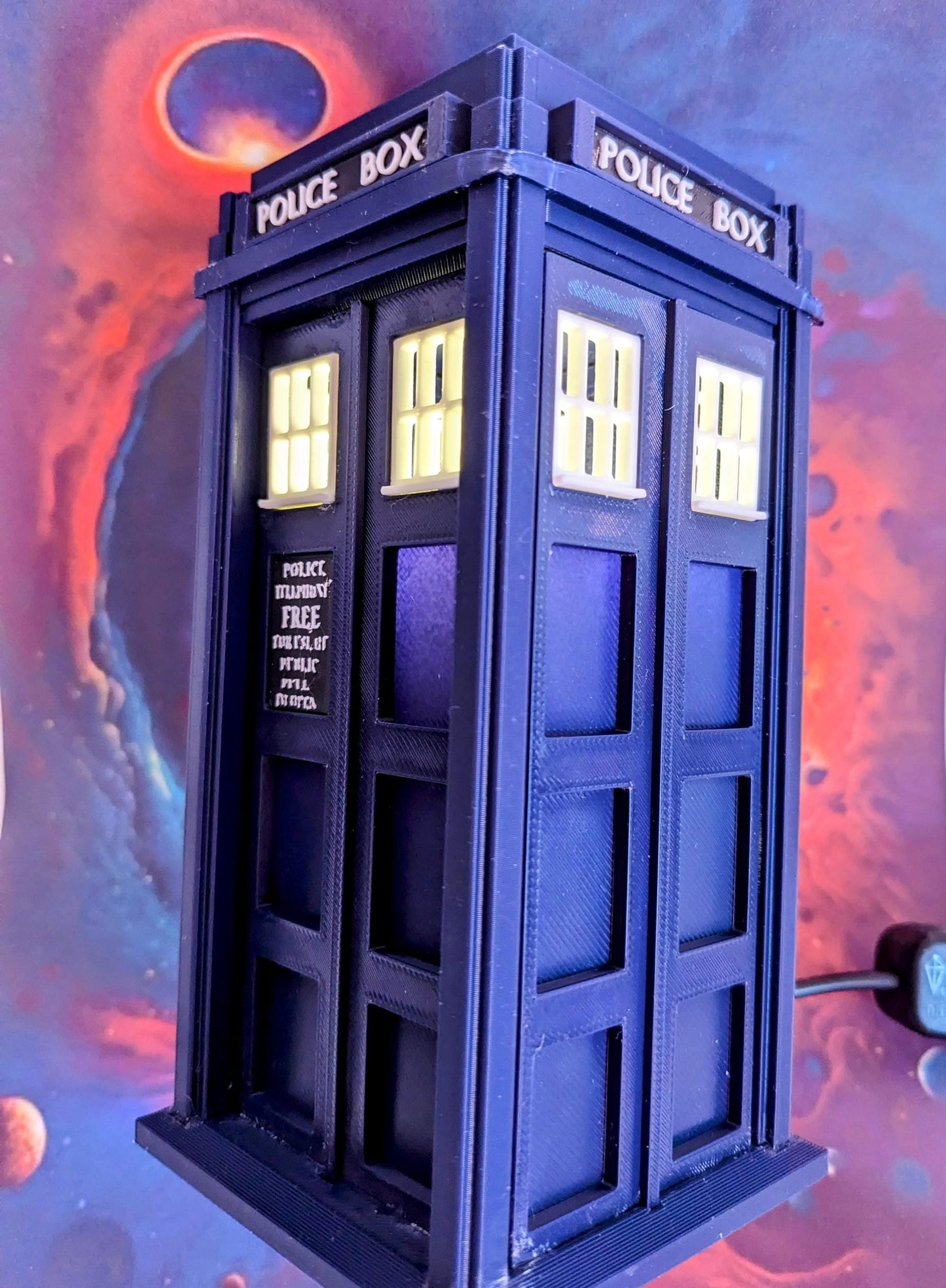 Tardis Night light Dr Who themed 1 watt white USB powered led bulb. Police Telephone public phone box hand made in Navy or Medium Blue