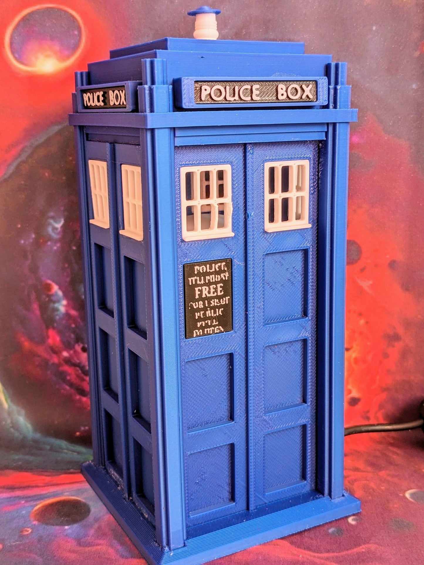 Tardis Night light Dr Who themed 1 watt white USB powered led bulb. Police Telephone public phone box hand made in Navy or Medium Blue