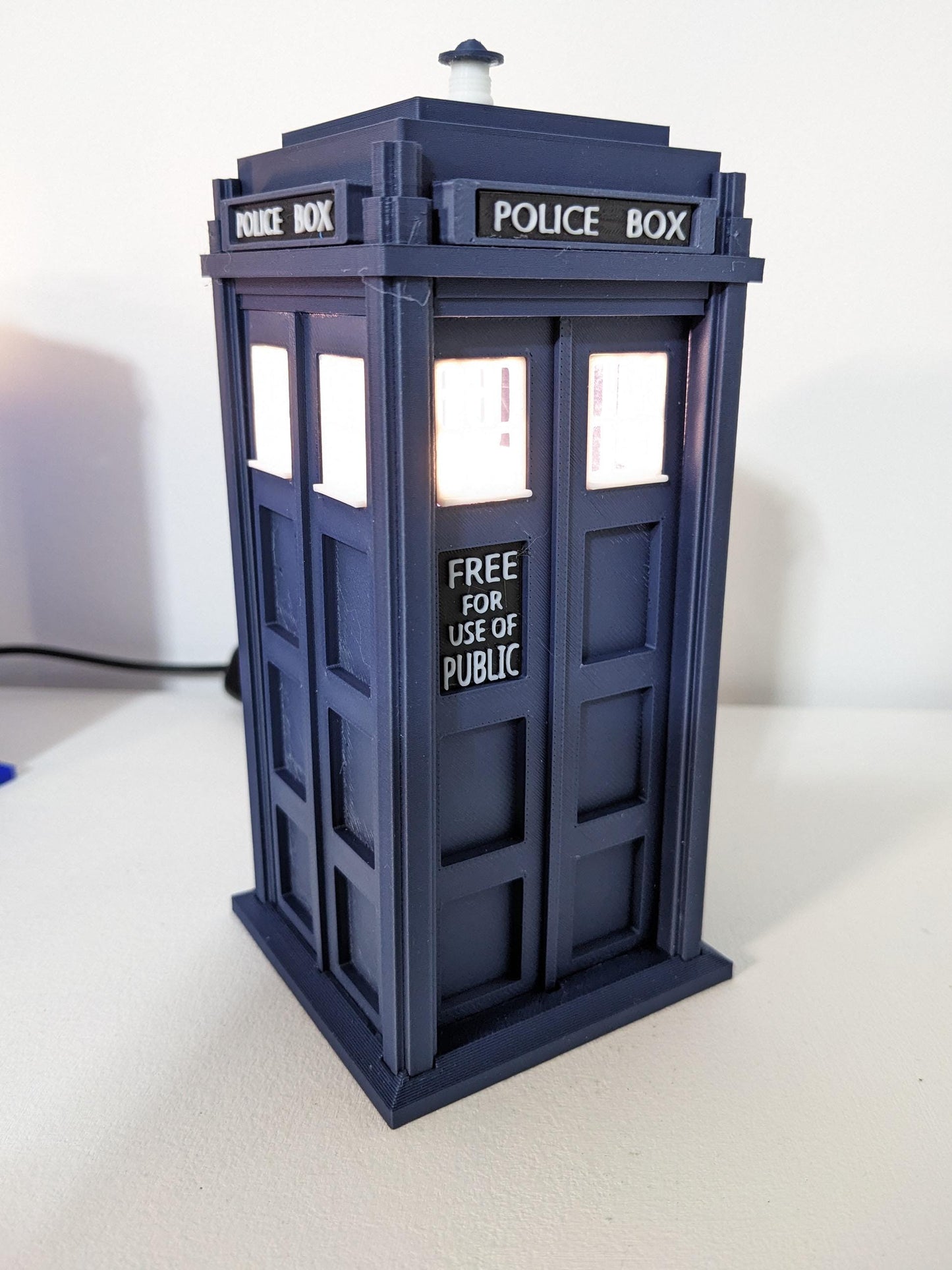 Tardis Night light Dr Who themed 1 watt white USB powered led bulb. Police Telephone public phone box hand made in Navy or Medium Blue