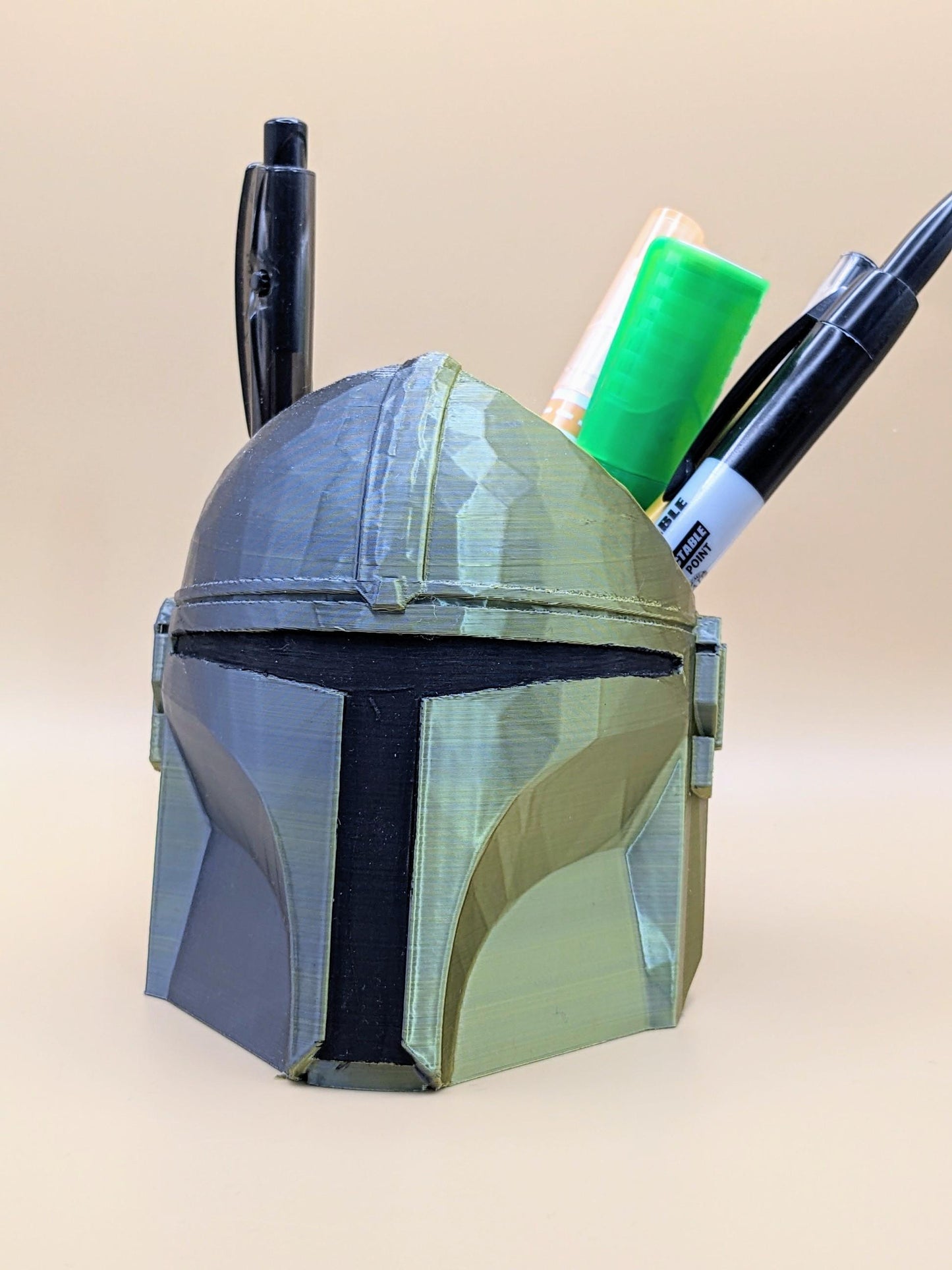 Mandalorian Helmet office pen holder. Star wars collectable Boba Fett theme