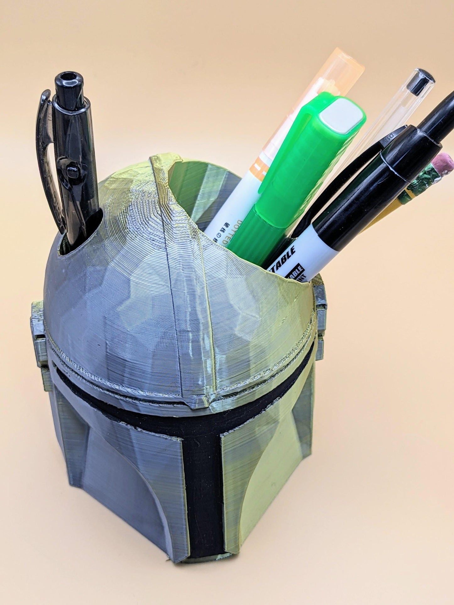 Mandalorian Helmet office pen holder. Star wars collectable Boba Fett theme
