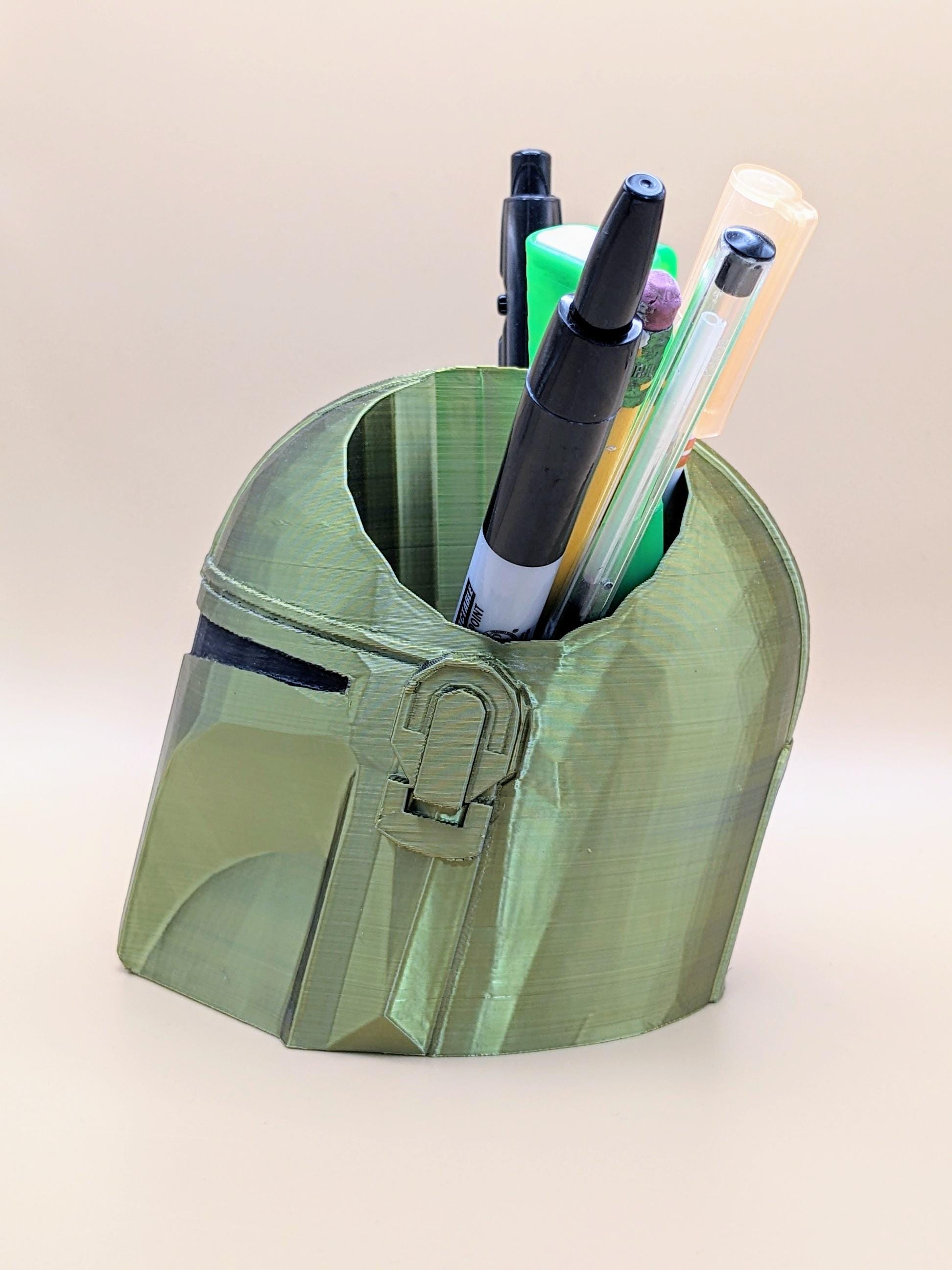 Mandalorian Helmet office pen holder. Star wars collectable Boba Fett theme