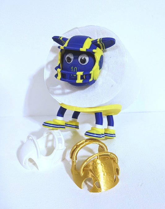 LA Rams American football sheep spare toilet roll holder, NFL themed restroom accessory personalised Los Angeles Jersey number & helmet