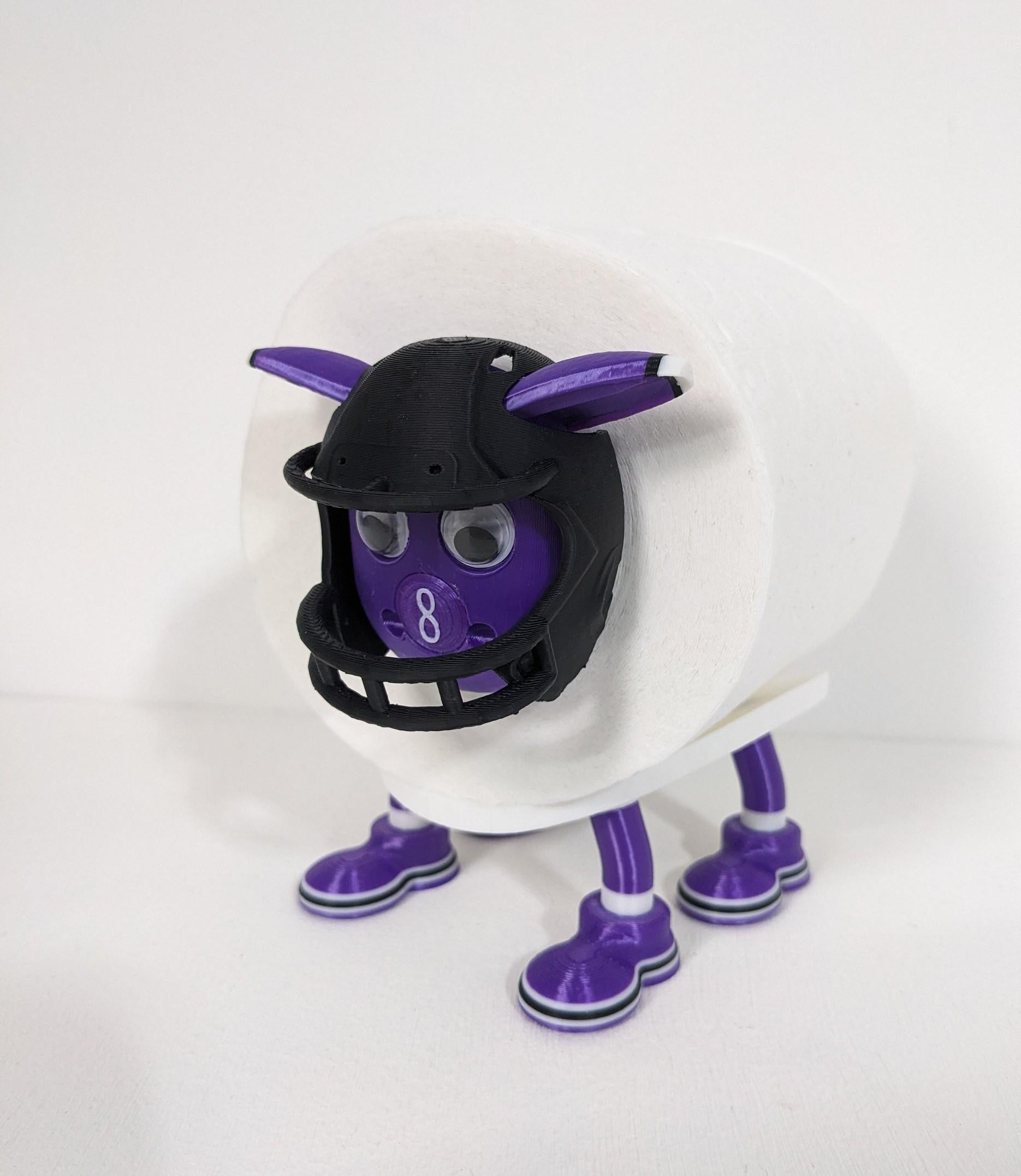 Baltimore Ravens American football sheep spare toilet roll holder, NFL themed restroom accessory personalised Jersey number & helmet