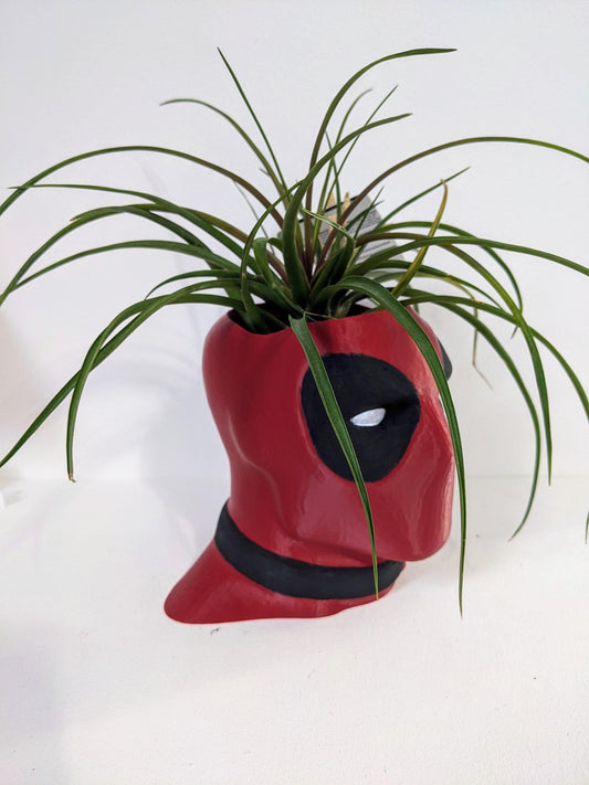 Deadpool 3D Printed & Hand-Painted Plant Pot Holder - Bust Design planter for pots up to 90mm