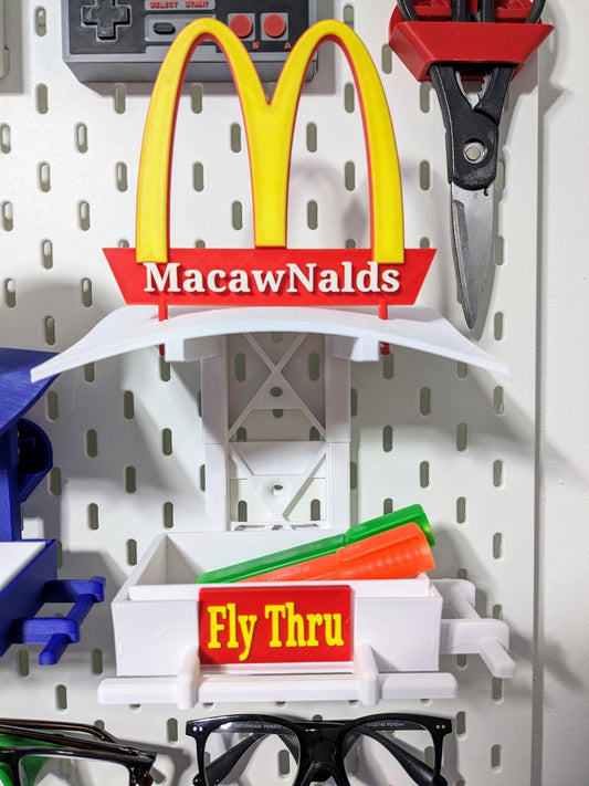 MacawNalds Fly Thru caged & aviary bird feeder. Canaries Finches Parrots Lovebirds Cockatiel seed tray . Ikea Skadis compatable holder