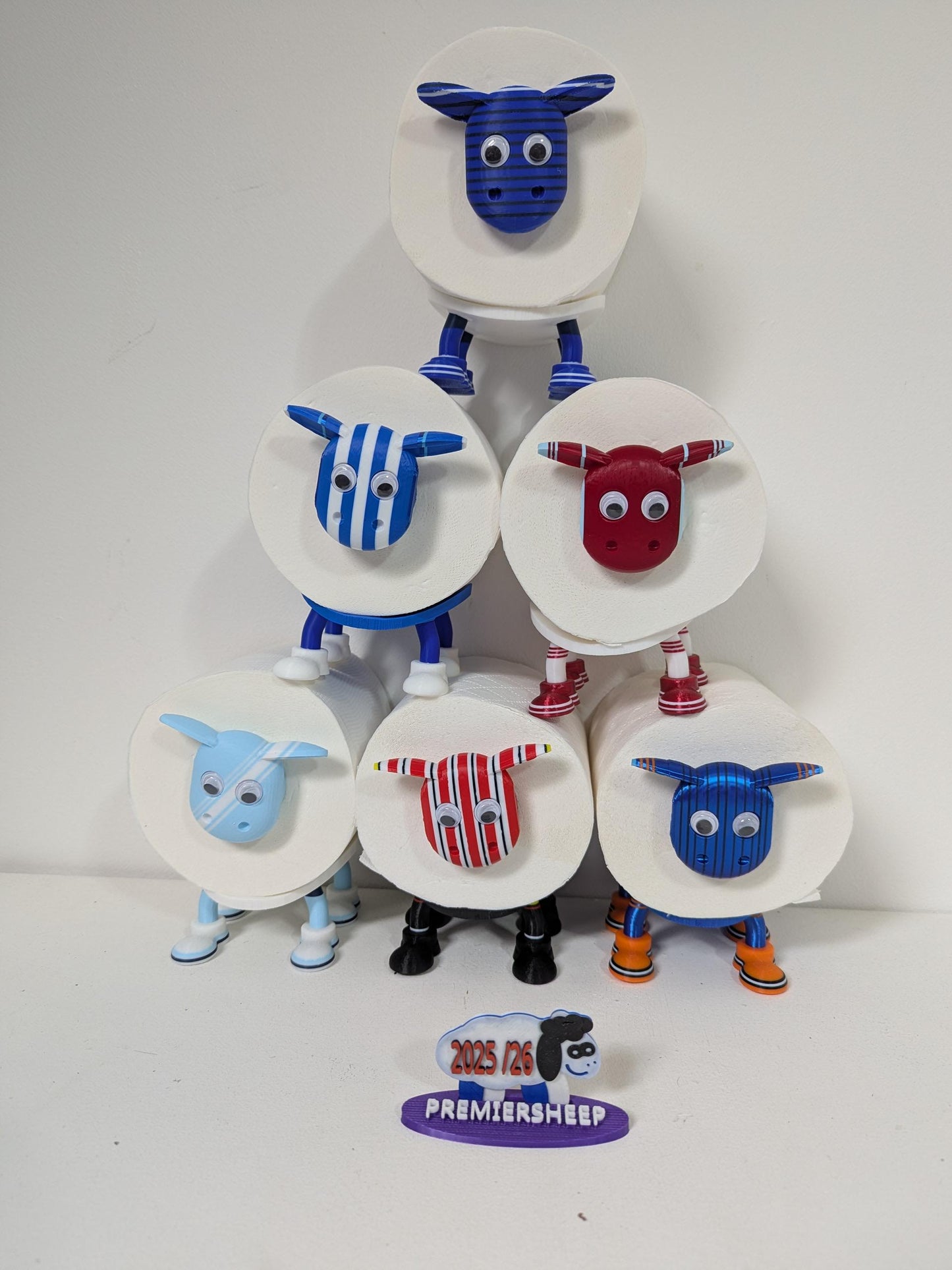 Everton Premier Sheep 2025 shirt spare toilet roll holder or dispenser with customised choice of football boots,