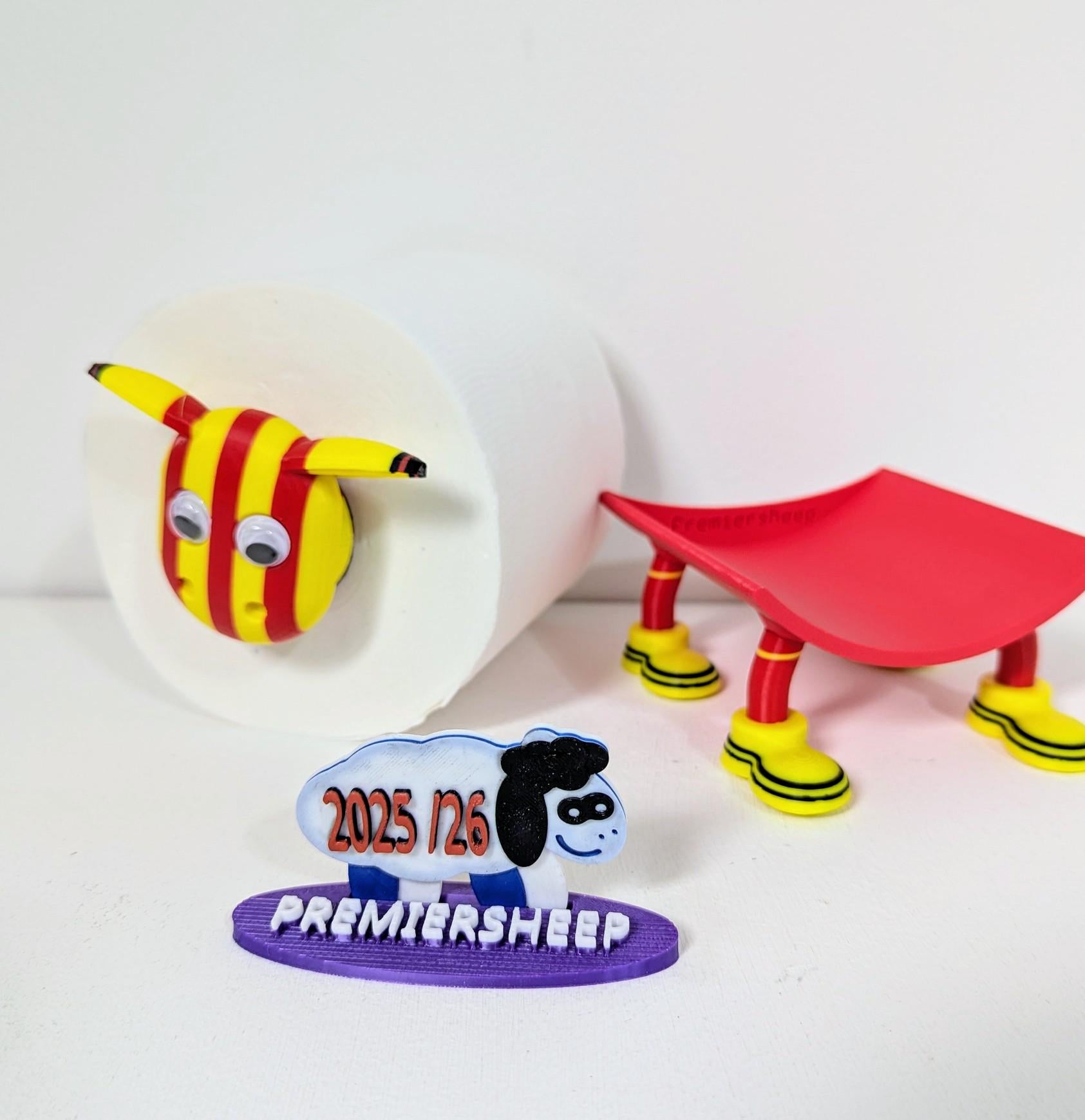 Watford 2025 Champion Sheep spare toilet roll holder or tissue dispenser with customised choice of hornets football boots