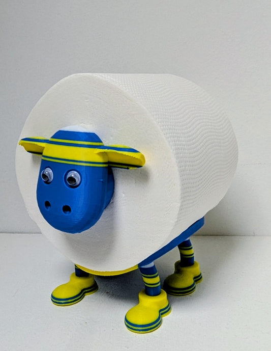 Leeds Rhinos SuperSheep Toilet Roll Holder – Blue & Amber Rugby Gift, SuperLeague Fan, Novelty Bathroom Decor