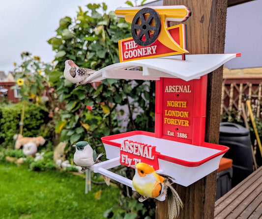 Arsenal fan Bird Feeder : Gunners Feeding Station - Quirky Garden Decor - Wild Bird seed tray - Gift for North London SoccerFan