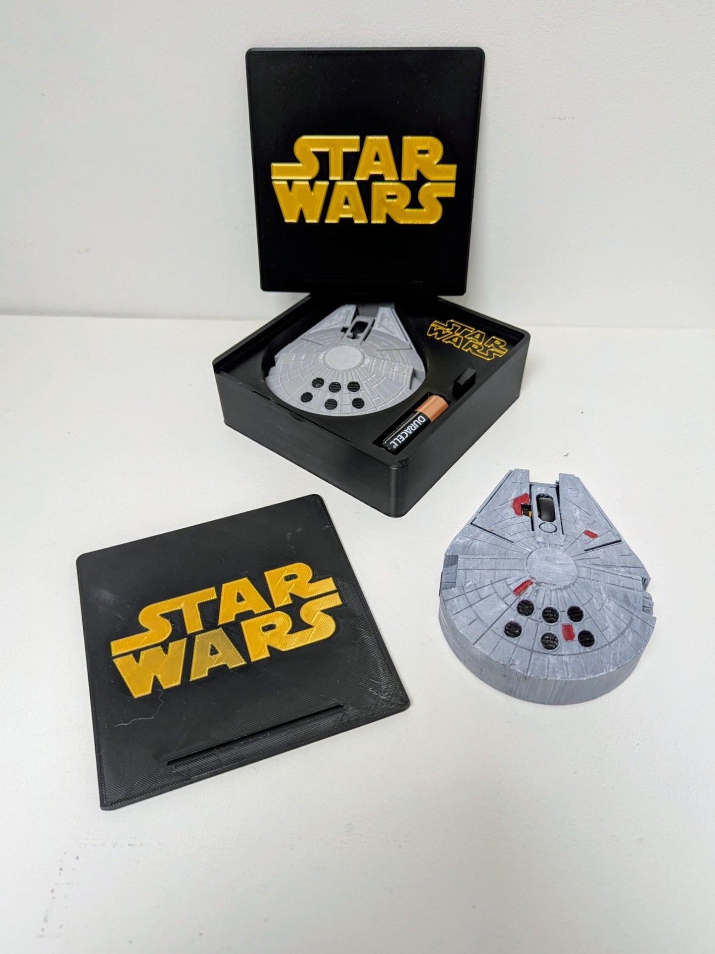 Millenium Falcon Wireless Mouse, with Optional S Wars display case. Great Sci fi galactic empire present