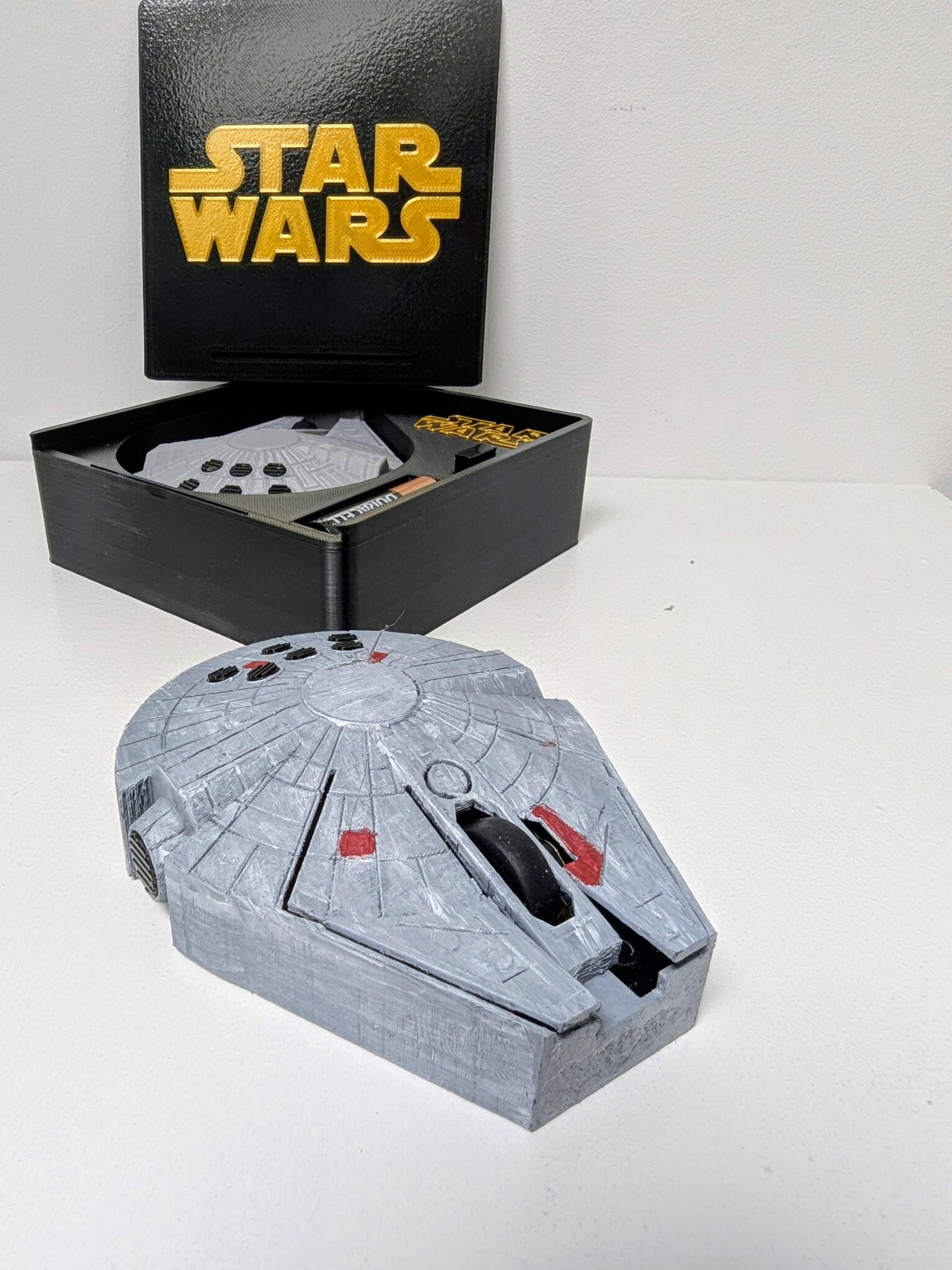 Millenium Falcon Wireless Mouse, with Optional S Wars display case. Great Sci fi galactic empire present