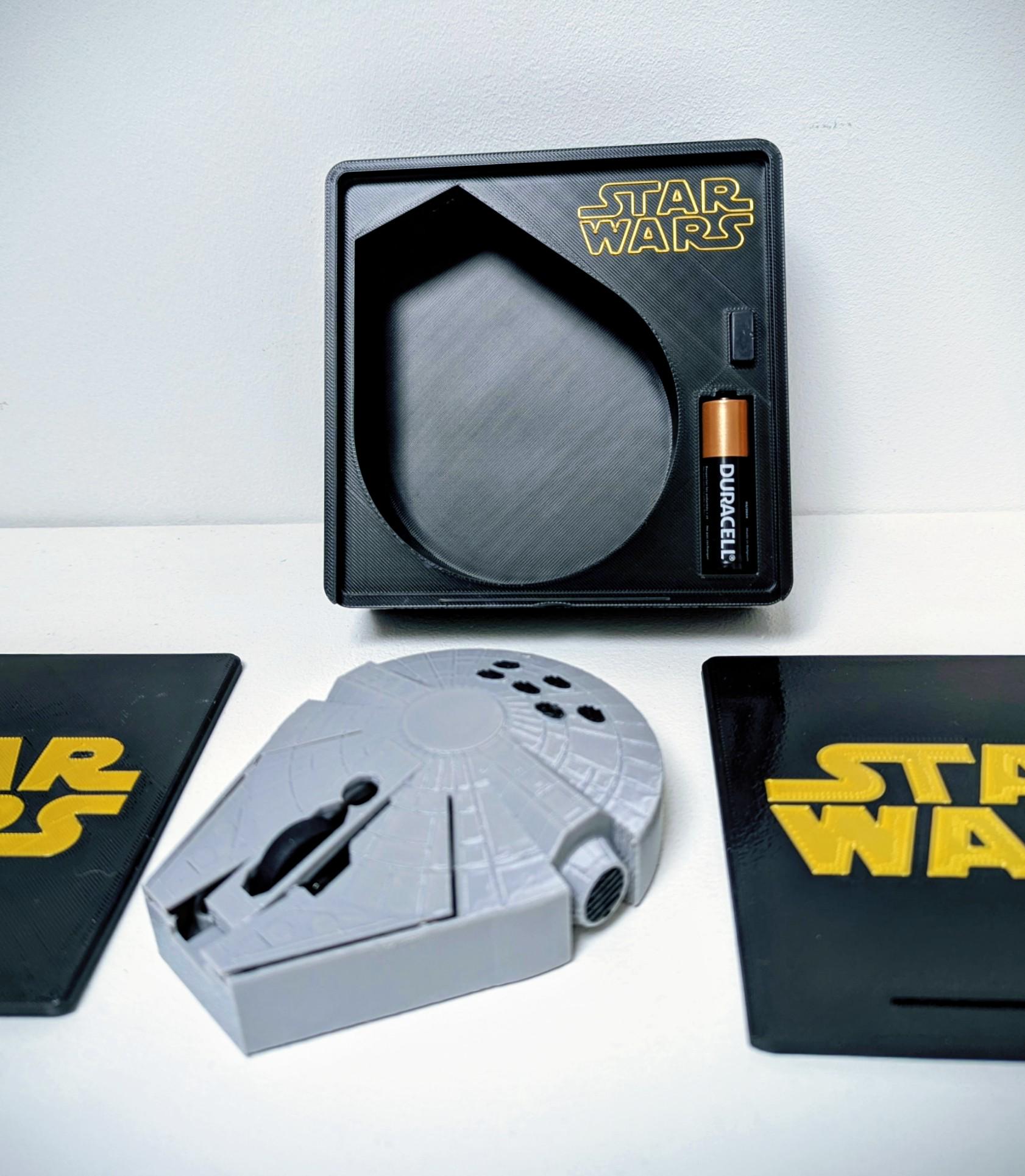 Millenium Falcon Wireless Mouse, with Optional S Wars display case. Great Sci fi galactic empire present