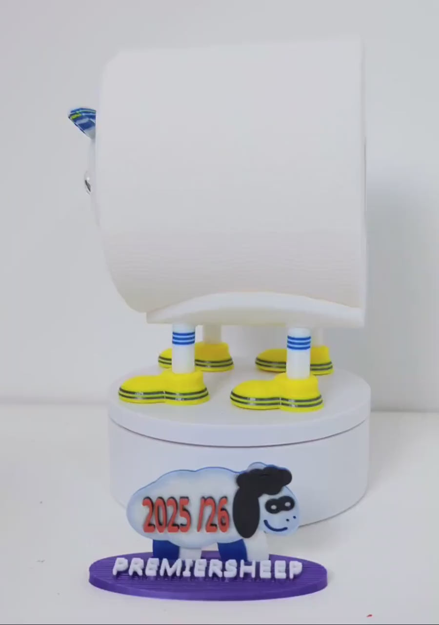 Premiersheep Leeds United Toilet Roll Holder – New 2025/26 Football Fan Gift – Universal Fit – Custom Boots