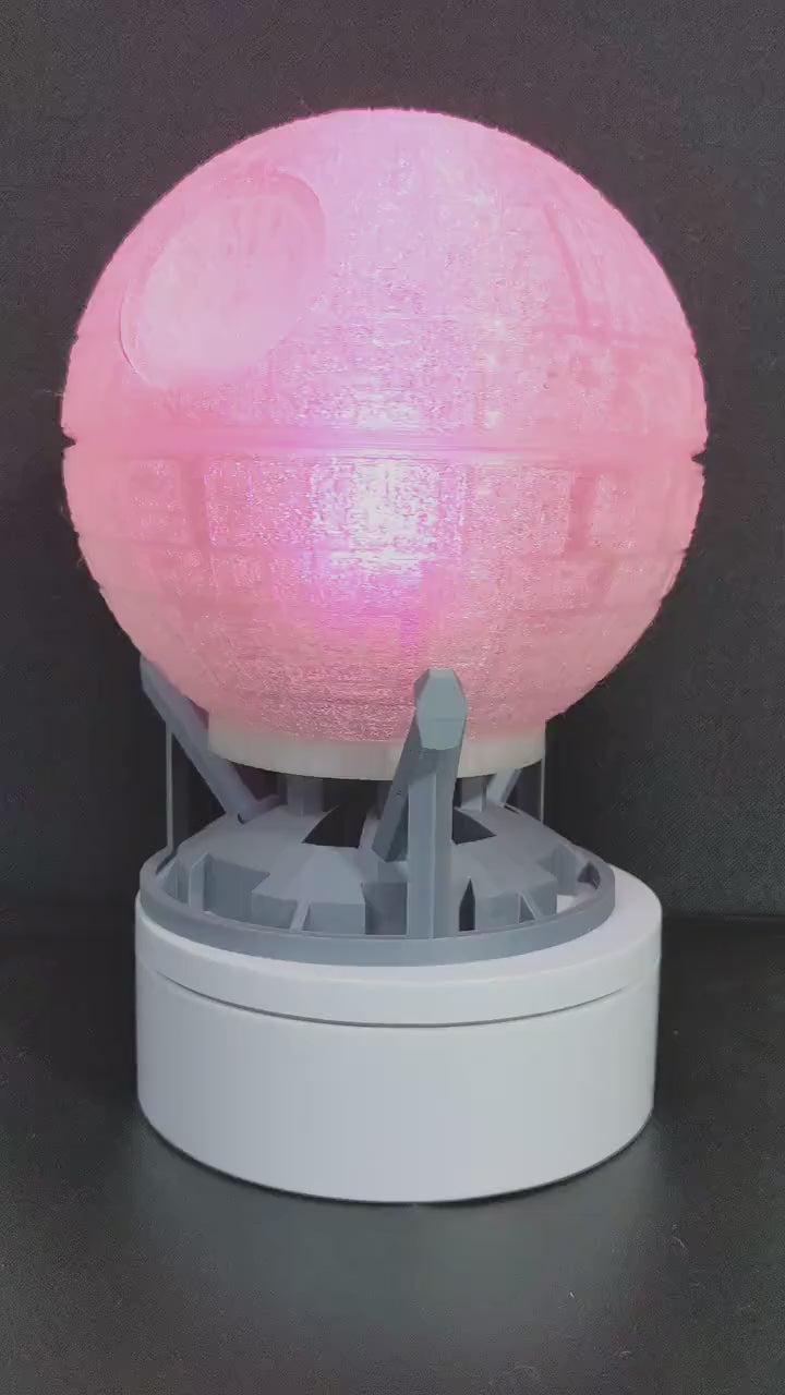 Death star night light, with optional colour changing remote control. A star wars must have collectable lamp, hand made in the UK.