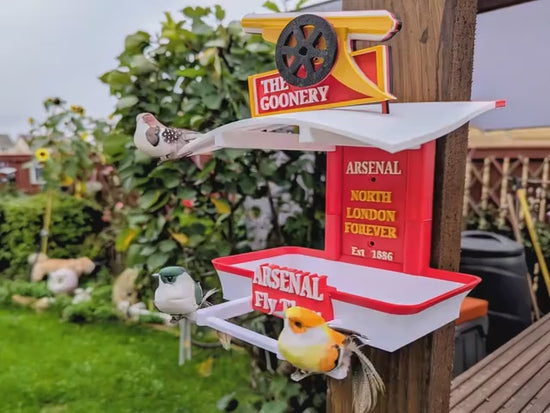 Arsenal fan Bird Feeder : Gunners Feeding Station -  Quirky Garden Decor - Wild Bird seed tray -  Gift for North London SoccerFan