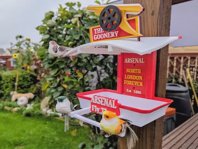Arsenal fan Bird Feeder : Gunners Feeding Station -  Quirky Garden Decor - Wild Bird seed tray -  Gift for North London SoccerFan