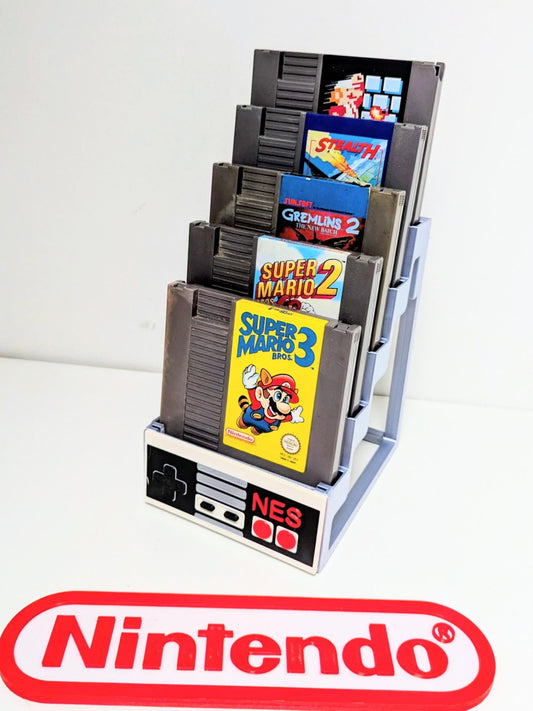 Retro Nintendo NES Game Cartridge Stand | Holds 5 Classic Titles - Chaddyverse